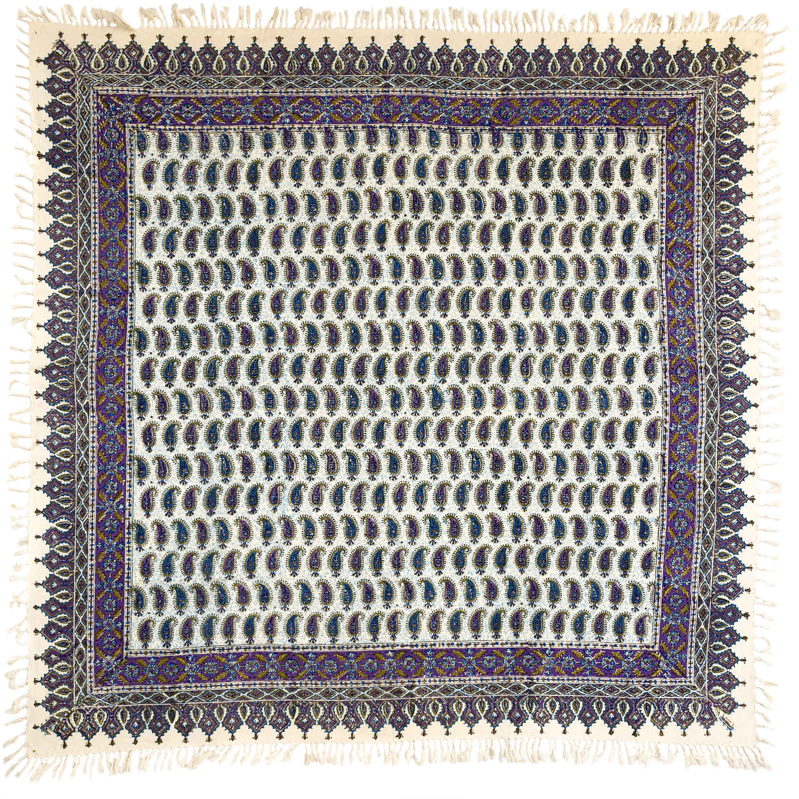 Main image of 伊朗餐桌布：伊斯法罕传统卡拉姆卡里（Kalamkari）木刻印紫色