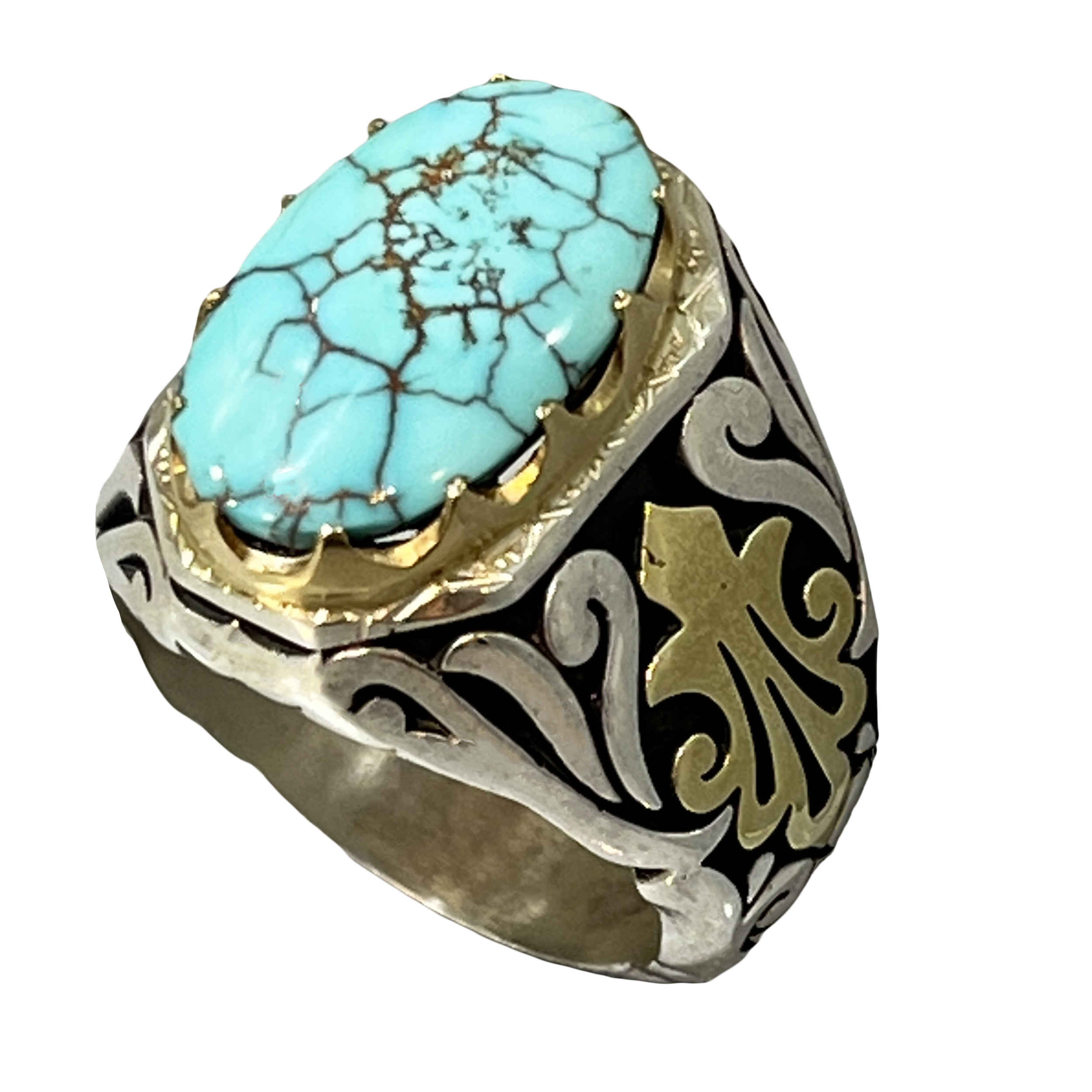 Main image of 男士波斯尼沙布尔绿松石纯银戒指 I