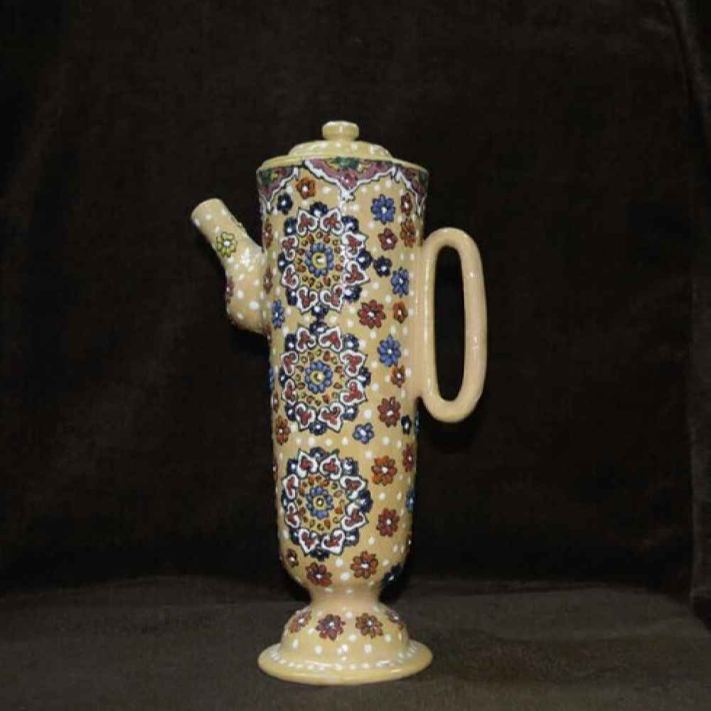 装饰陶瓷茶壶 奶油色掐丝珐琅设计