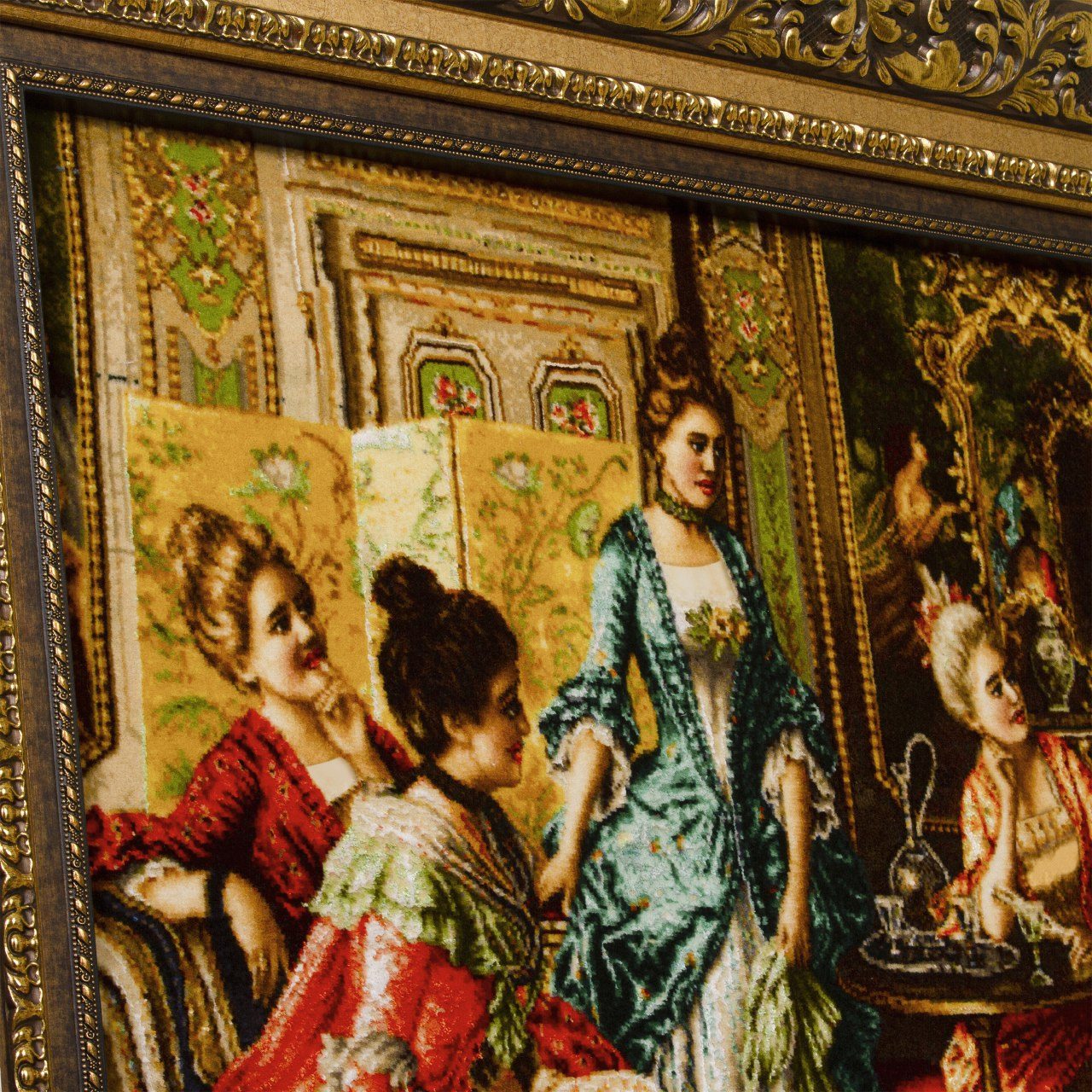 手工结制波斯图案地毯，产自大不里士 – 描绘 Arturo Ricci《诗意之夜》