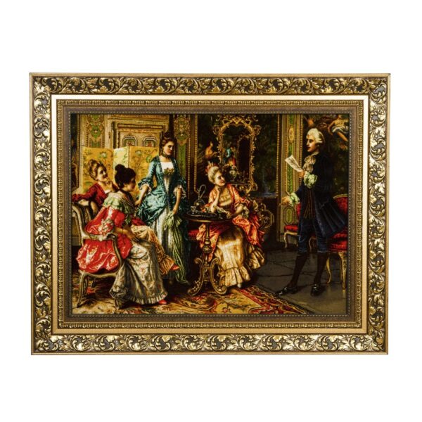 手工结制波斯图案地毯，产自大不里士 – 描绘 Arturo Ricci《诗意之夜》