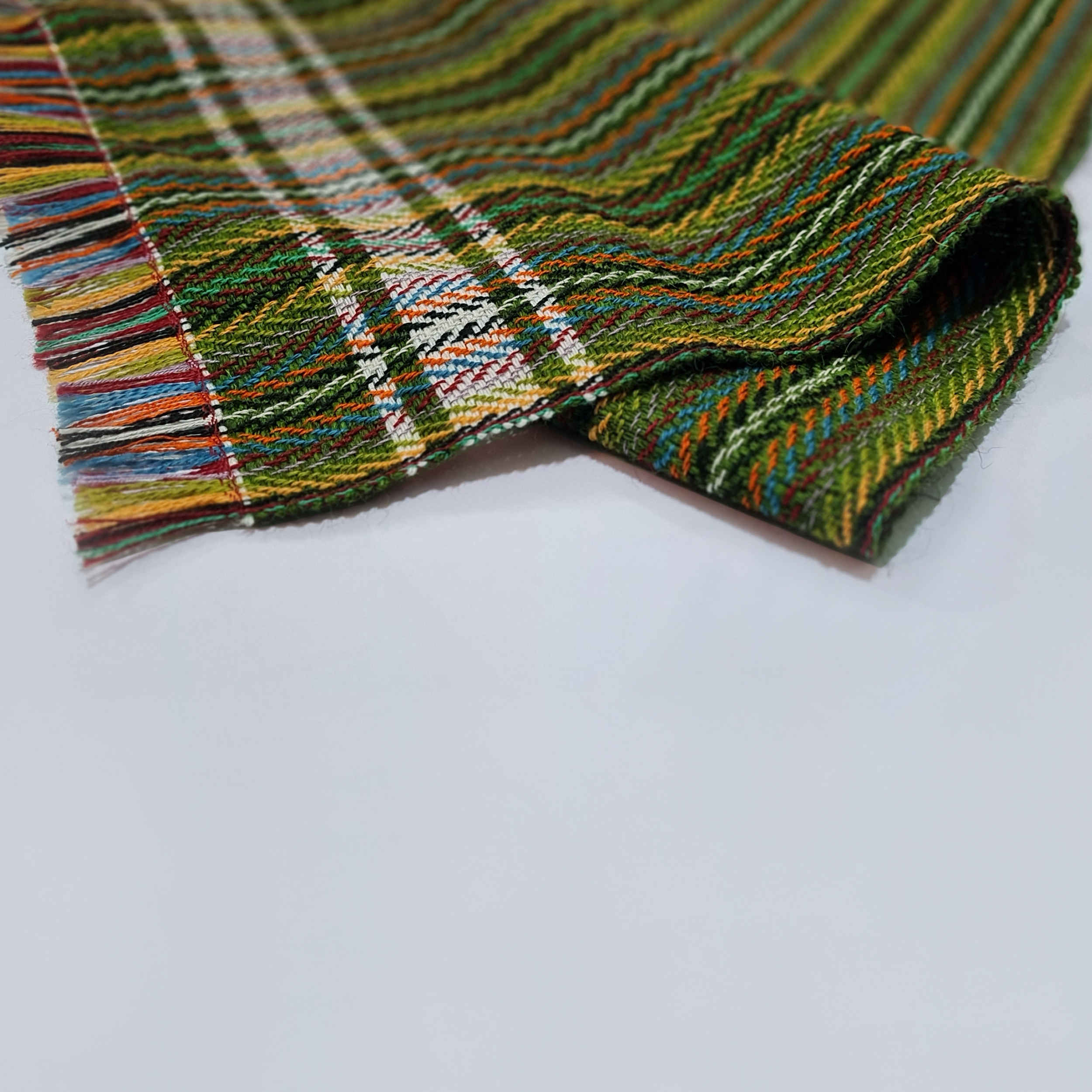 波斯贾吉姆平纹地毯 洛雷斯坦条纹绿色