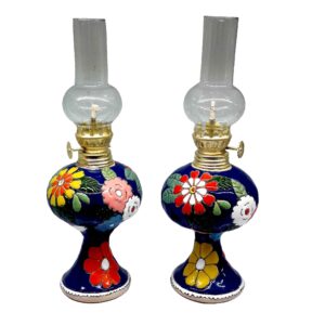波斯陶艺煤油灯——带花卉搪瓷艺术