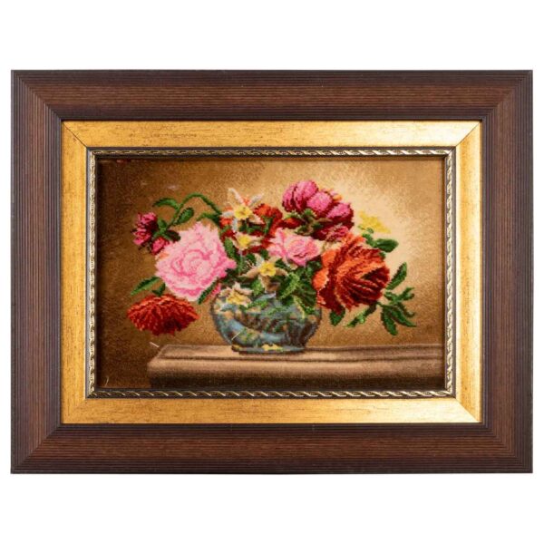 手工结制波斯图案地毯 – 花瓶花卉图案