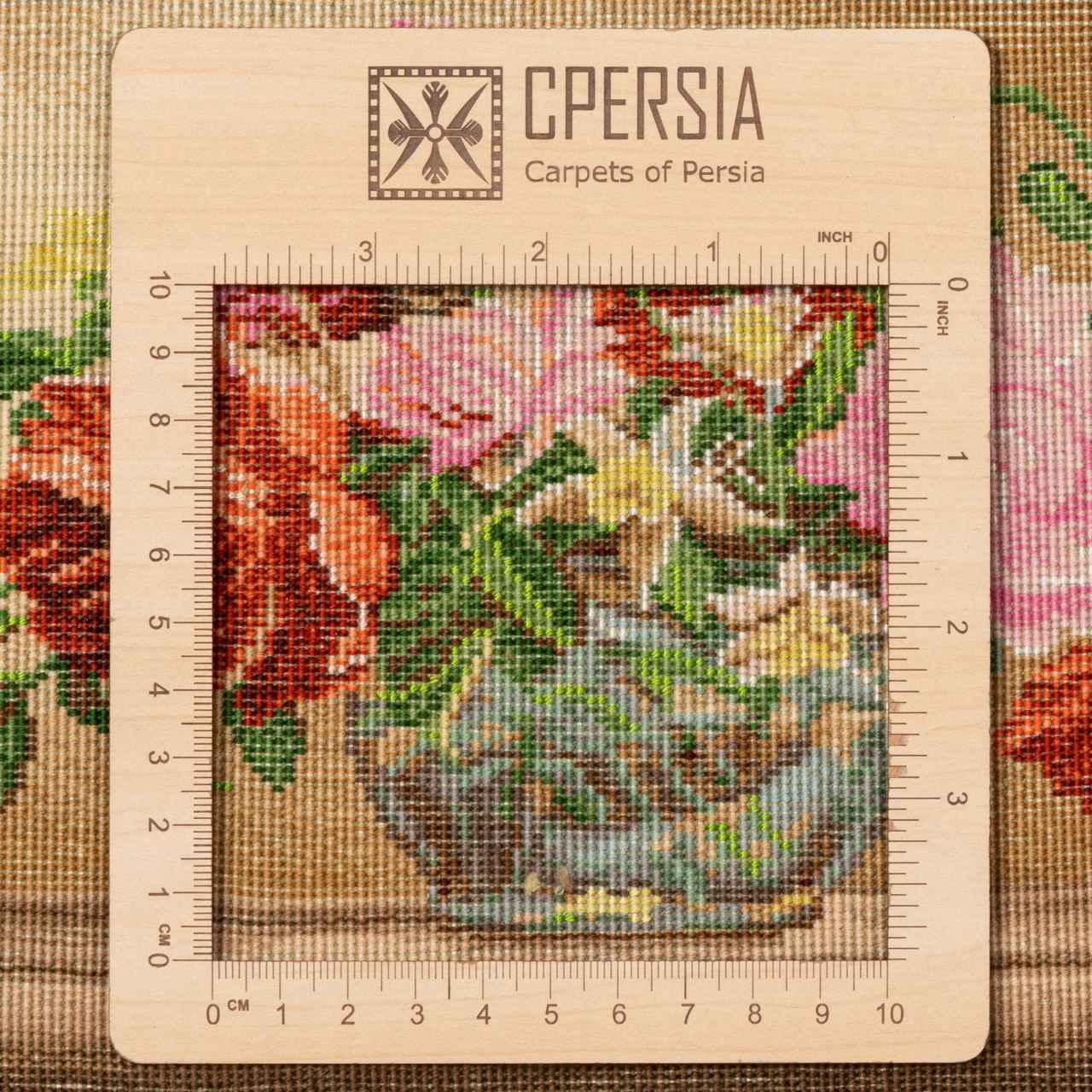 手工结制波斯图案地毯 – 花瓶花卉图案