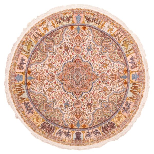 波斯丝地毯，手工结制，产自大不里士 Lachak Toranj 奶油色