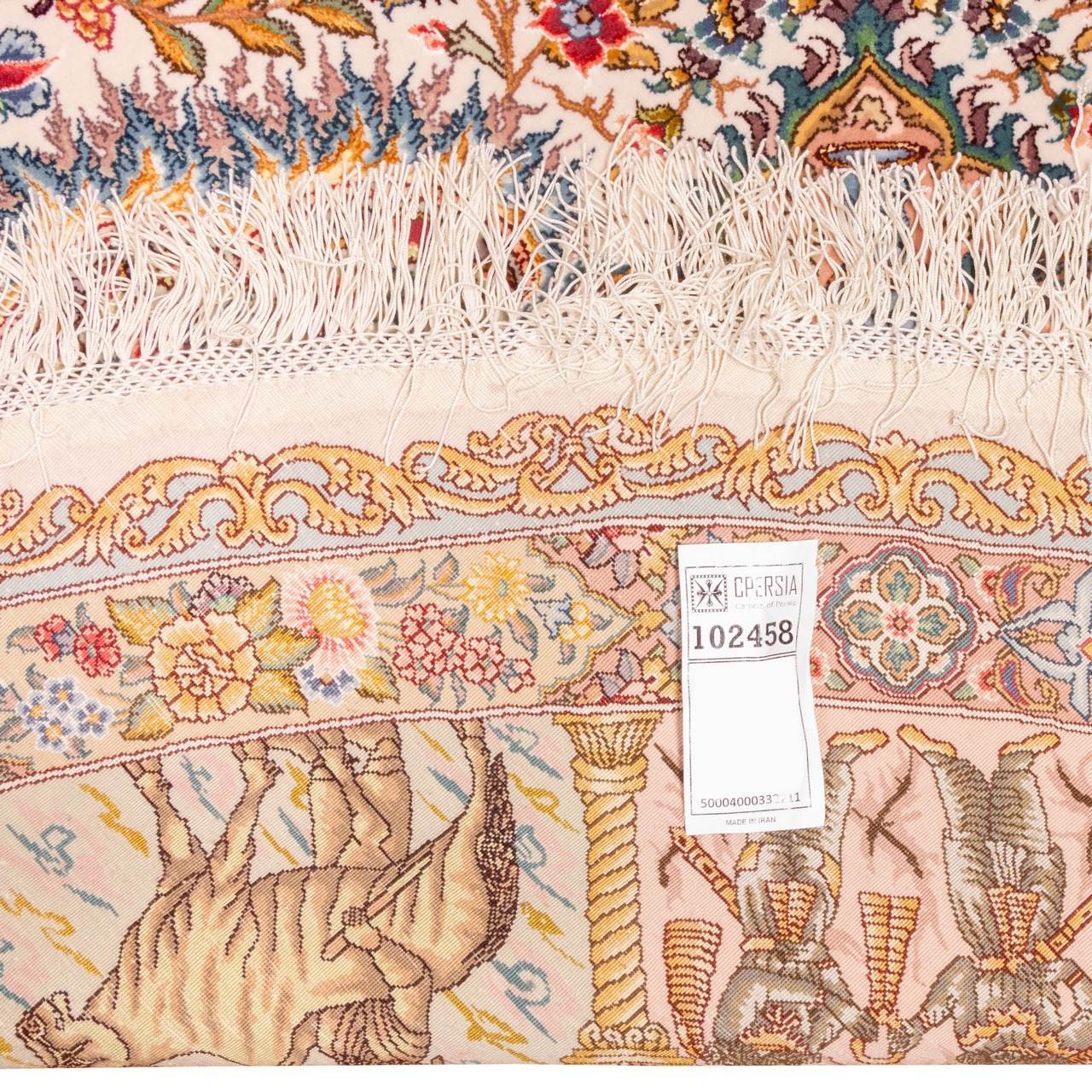 波斯丝地毯,手工结制,产自大不里士 Lachak Toranj 奶油色