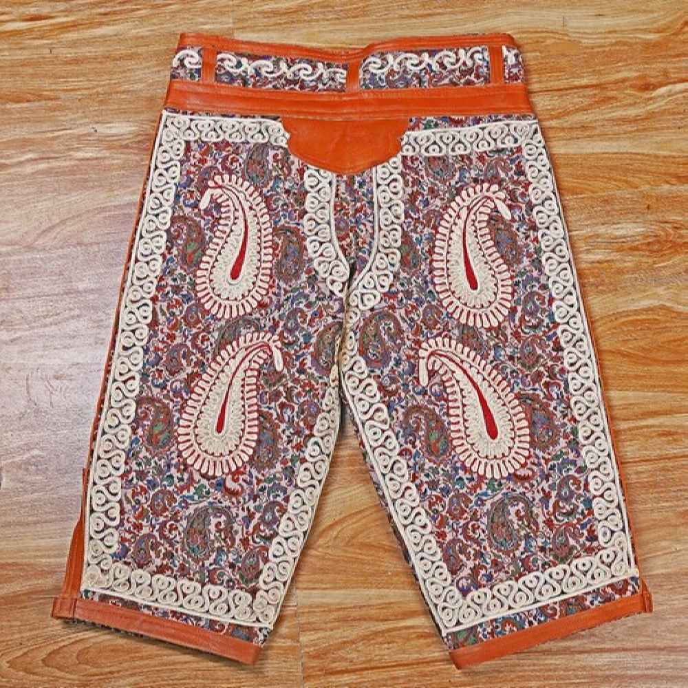 波斯传统“祖尔汗”运动七分裤 — 特尔梅织物与皮革拼接