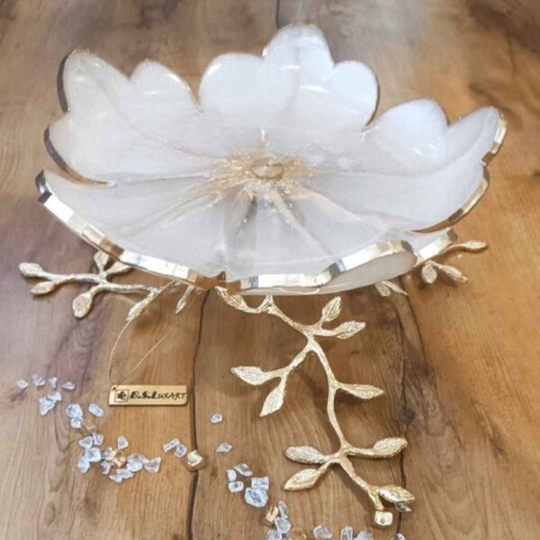 树脂托盘 带黄铜叶子底座设计