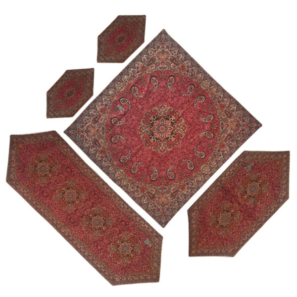 Termeh 桌布 5 件套 – 奢华波斯佩斯利图案 Simurgh 款