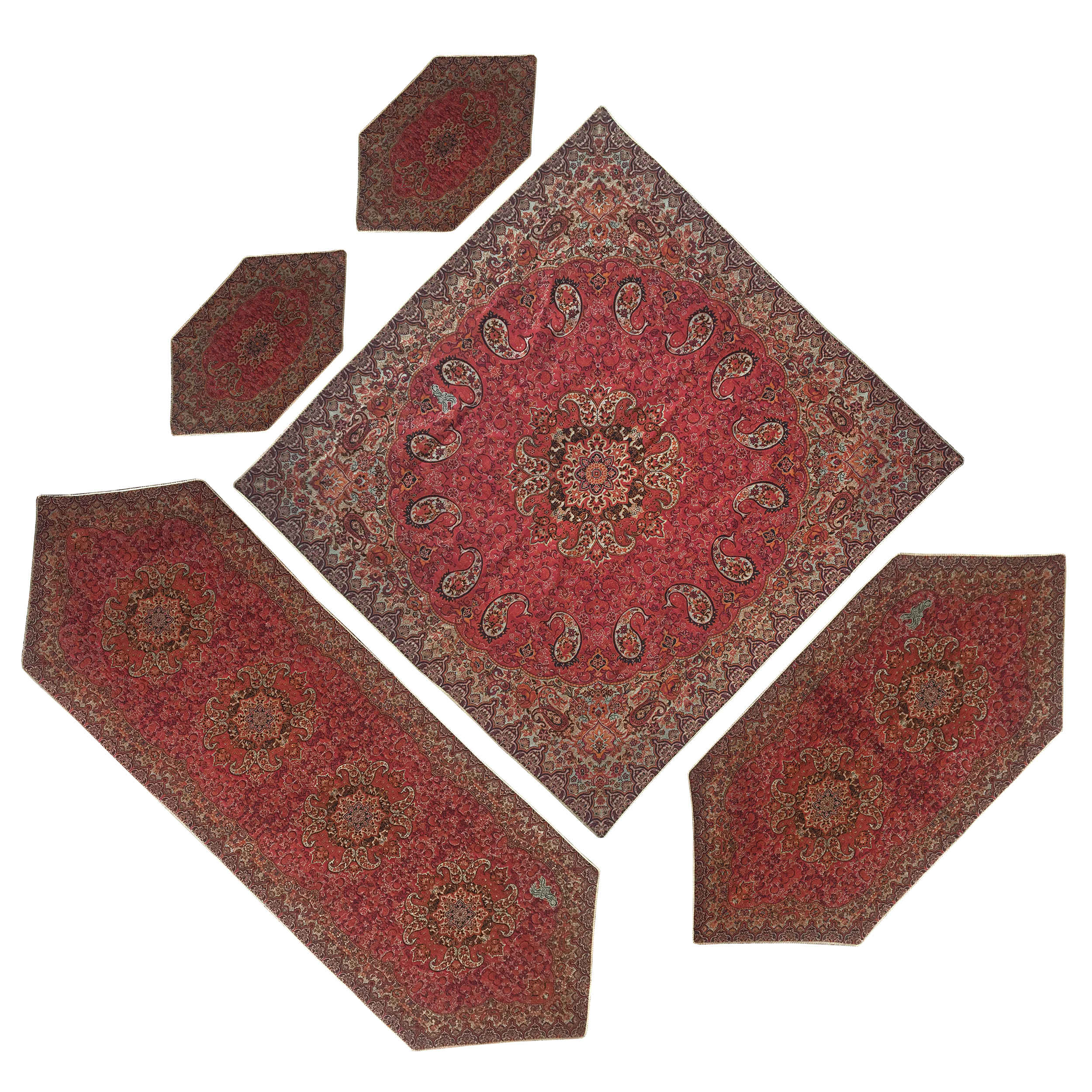 Main image of Termeh 桌布 5 件套 – 奢华波斯佩斯利图案 Simurgh 款