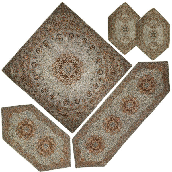 5件套 Termeh 桌布 – 豪华波斯佩斯利花纹 Mahini 款