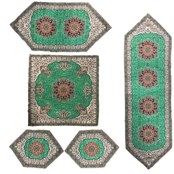 5件套 Termeh 桌布 – 豪华波斯佩斯利花纹 Toranj 款