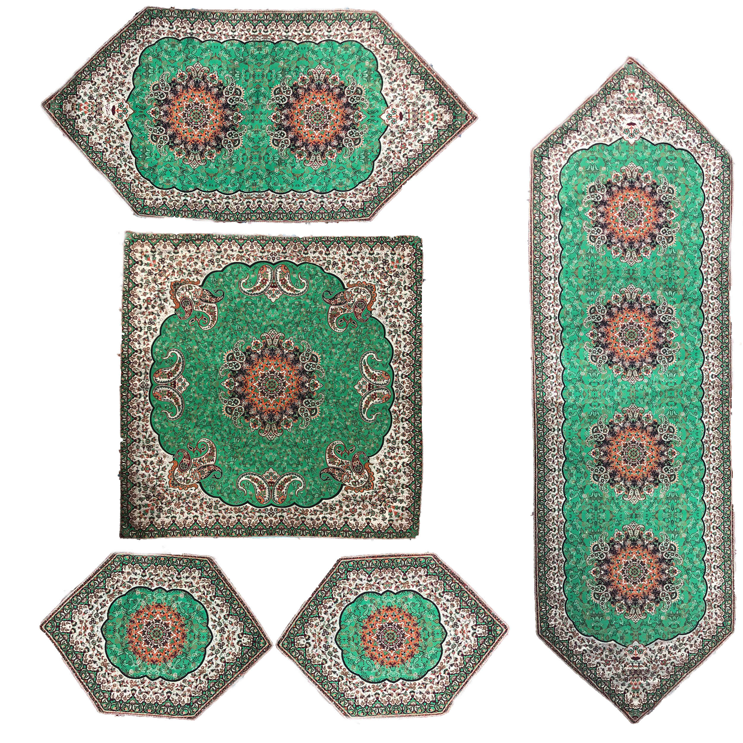 Main image of 5件套 Termeh 桌布 – 豪华波斯佩斯利花纹 Toranj 款