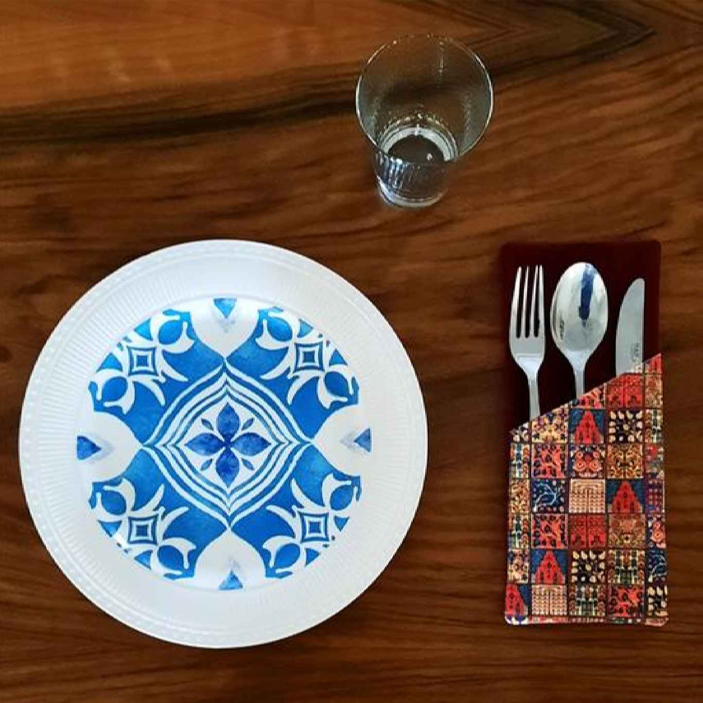 天鹅绒波斯书法餐具袋 – 优雅黄色款