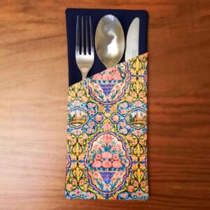天鹅绒餐具袋 – 精美花卉设计时尚摆设