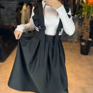女士背带裙时尚套装——黑色