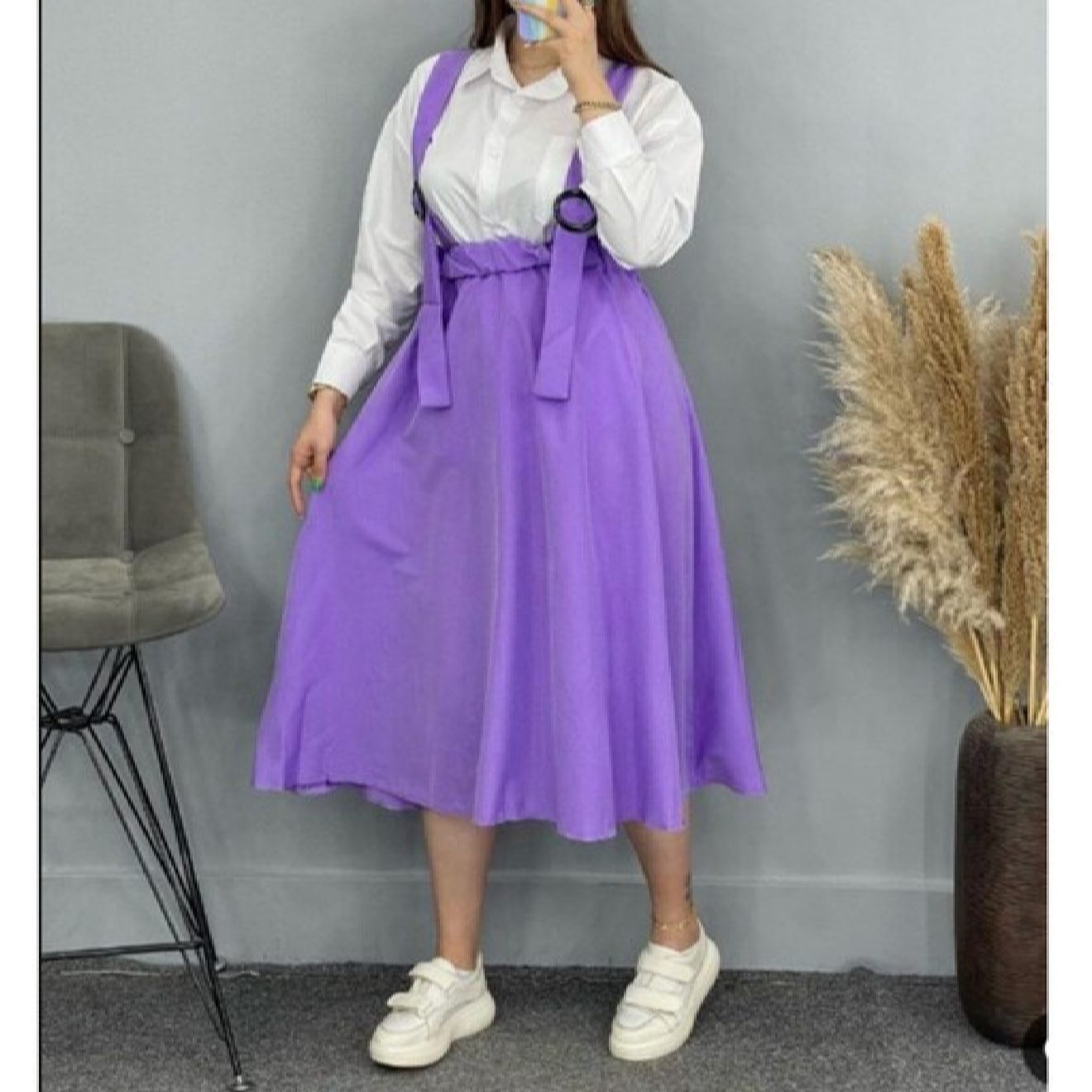 Main image of 女士背带裙——紫色超细纤维