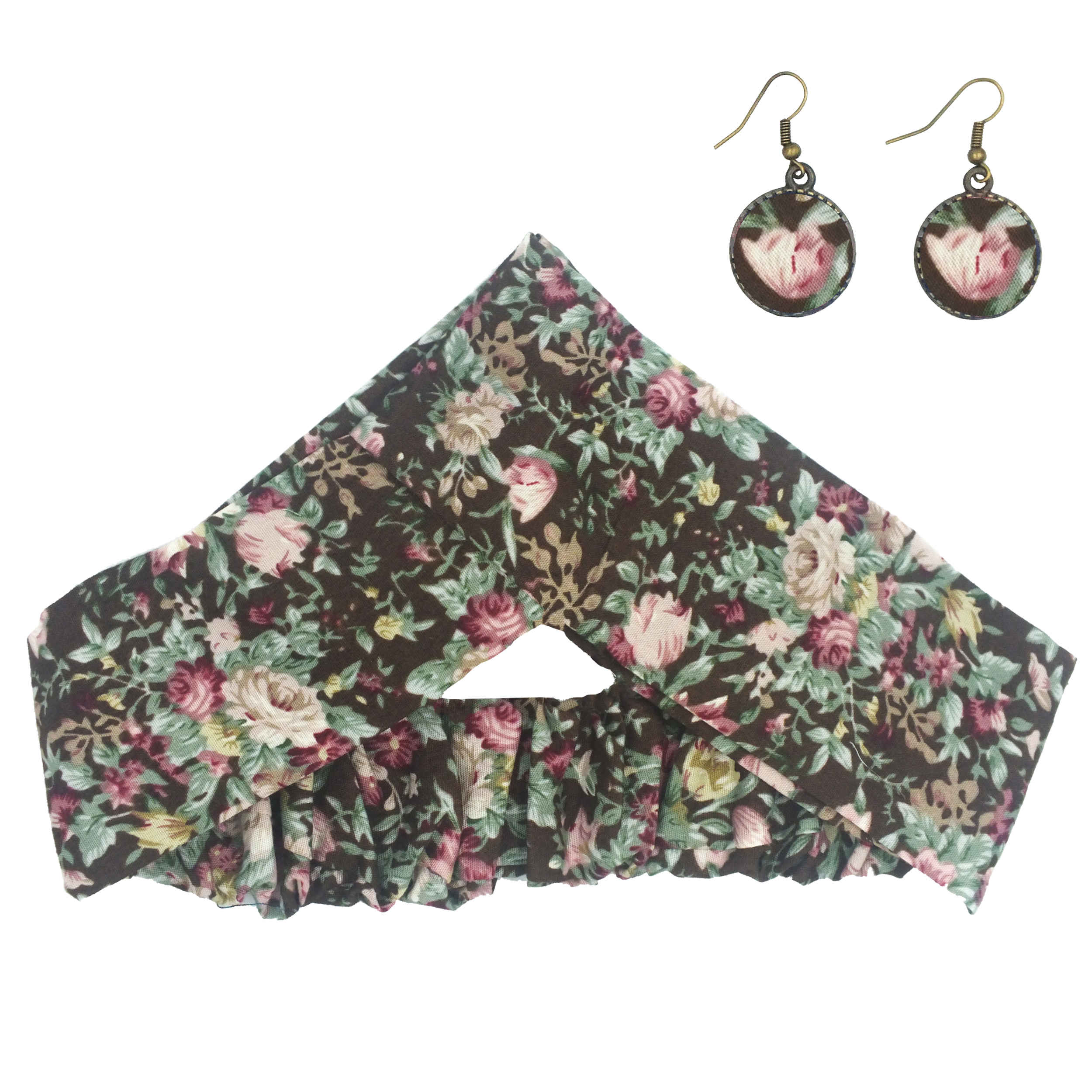 Main image of 女士扭纹交叉发带与耳环套装 – 植物图案款