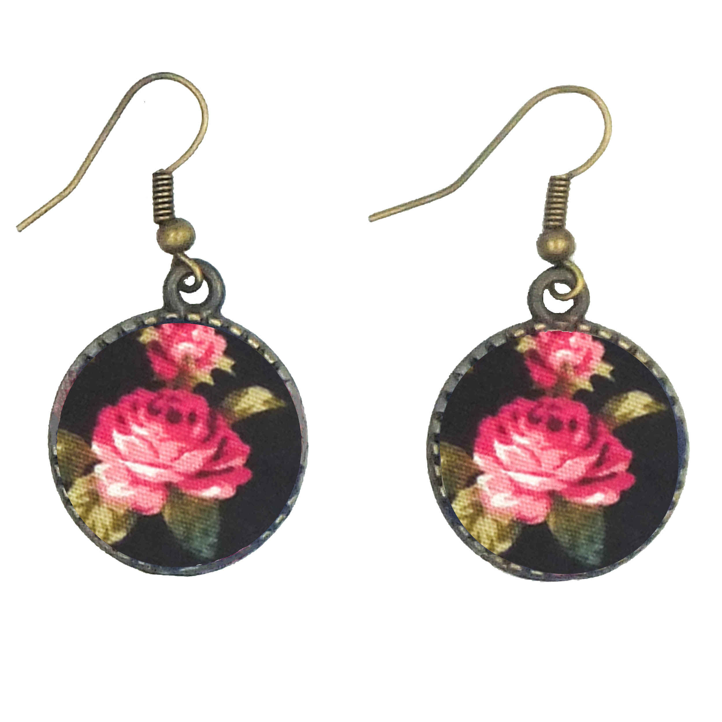 女士扭纹交叉发带与耳环套装 – 黑色花卉款