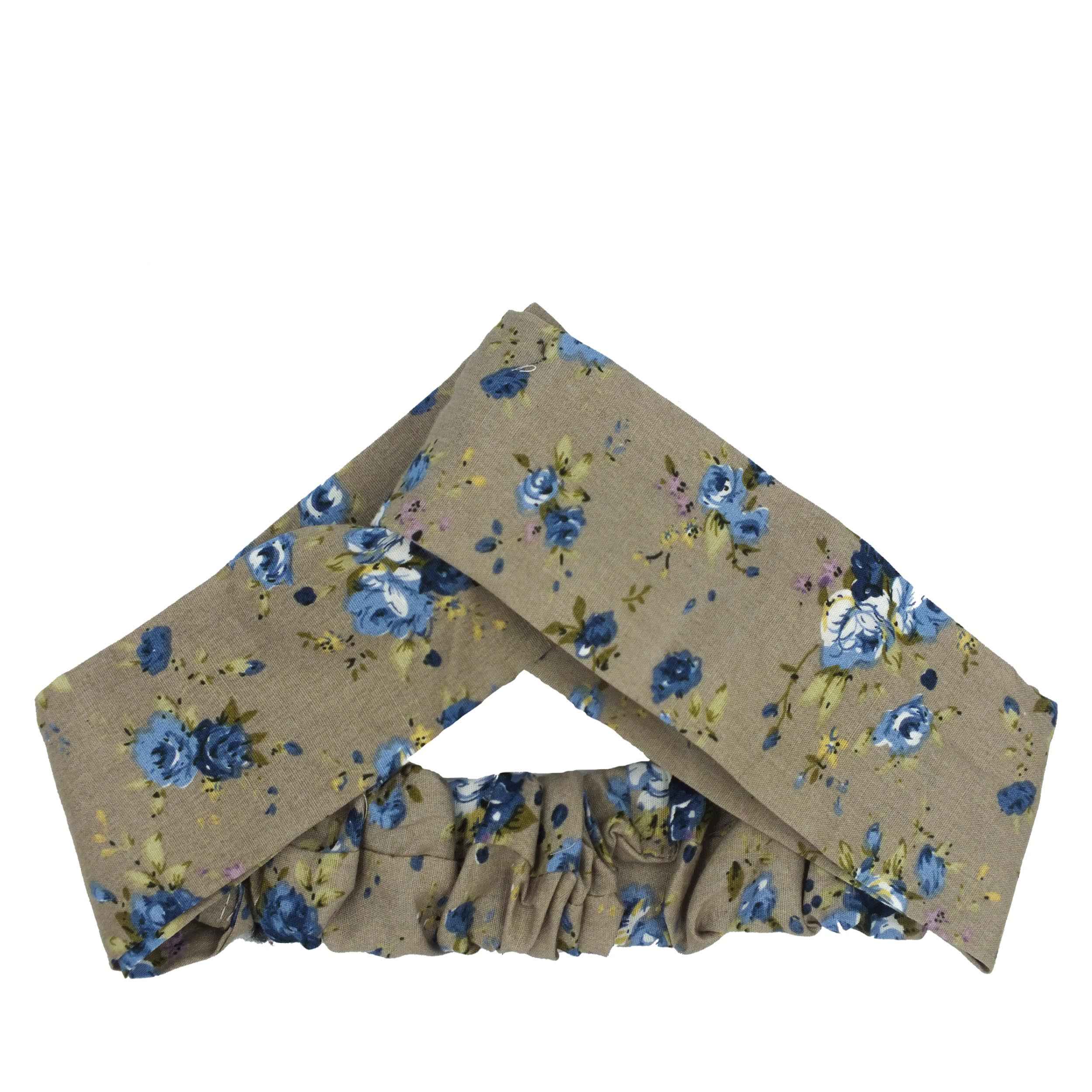 女士扭纹交叉发带与耳环套装 – 灰色花卉款