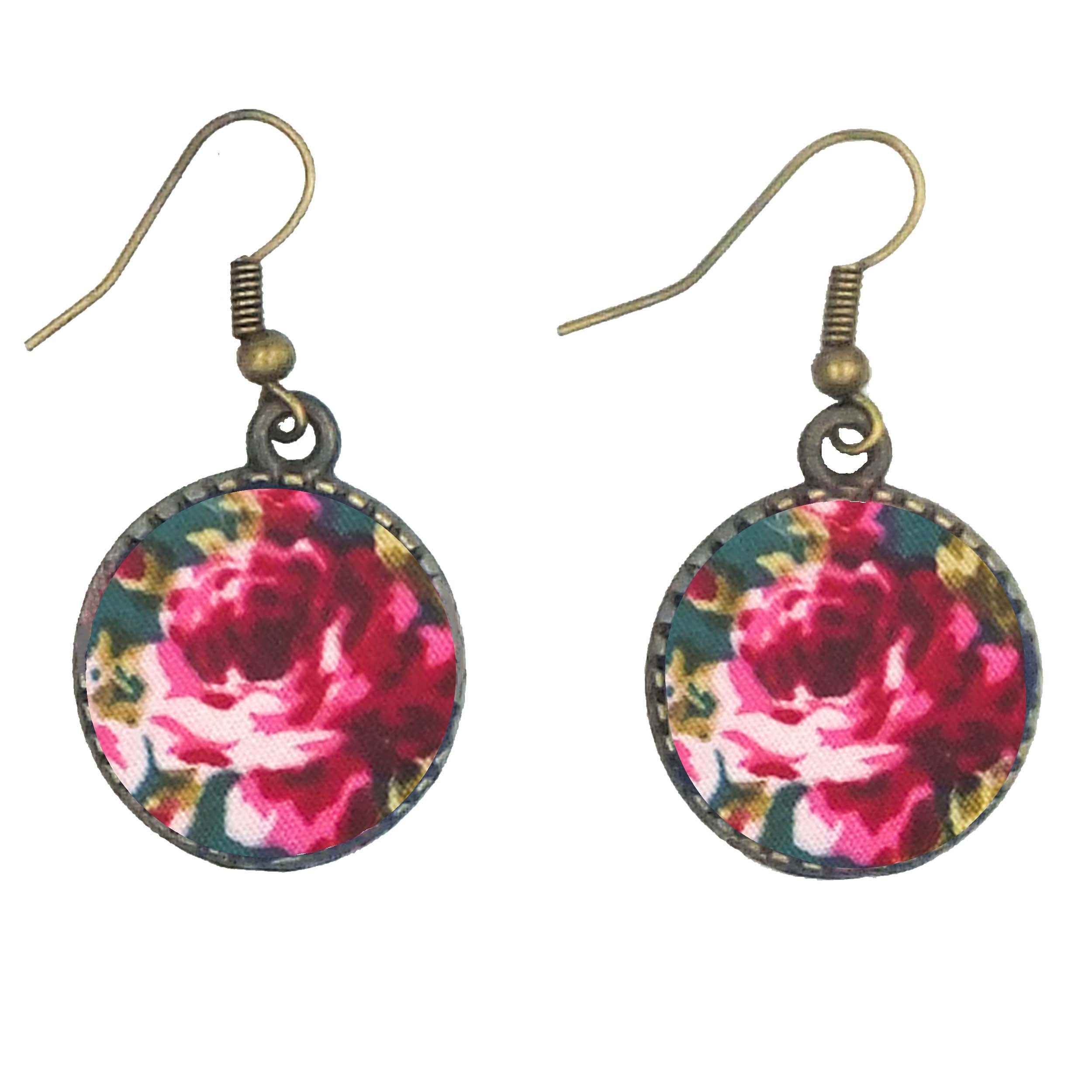 女士扭纹交叉发带与耳环套装 – 绿色花卉款