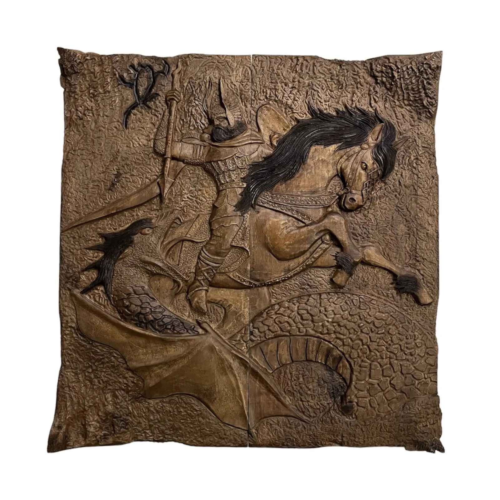 Main image of 木雕西洋双陆棋盘——《列王纪》鲁斯塔姆战役手工制作