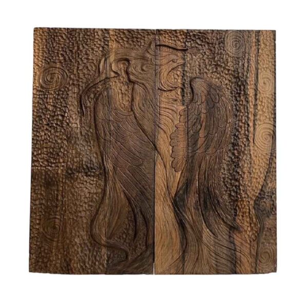 木雕西洋双陆棋盘——凤凰图案手工制作