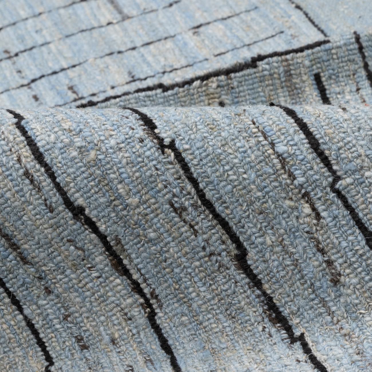 手工艺波斯羊毛基利姆地毯 手工编织于法尔斯 条纹 灰色