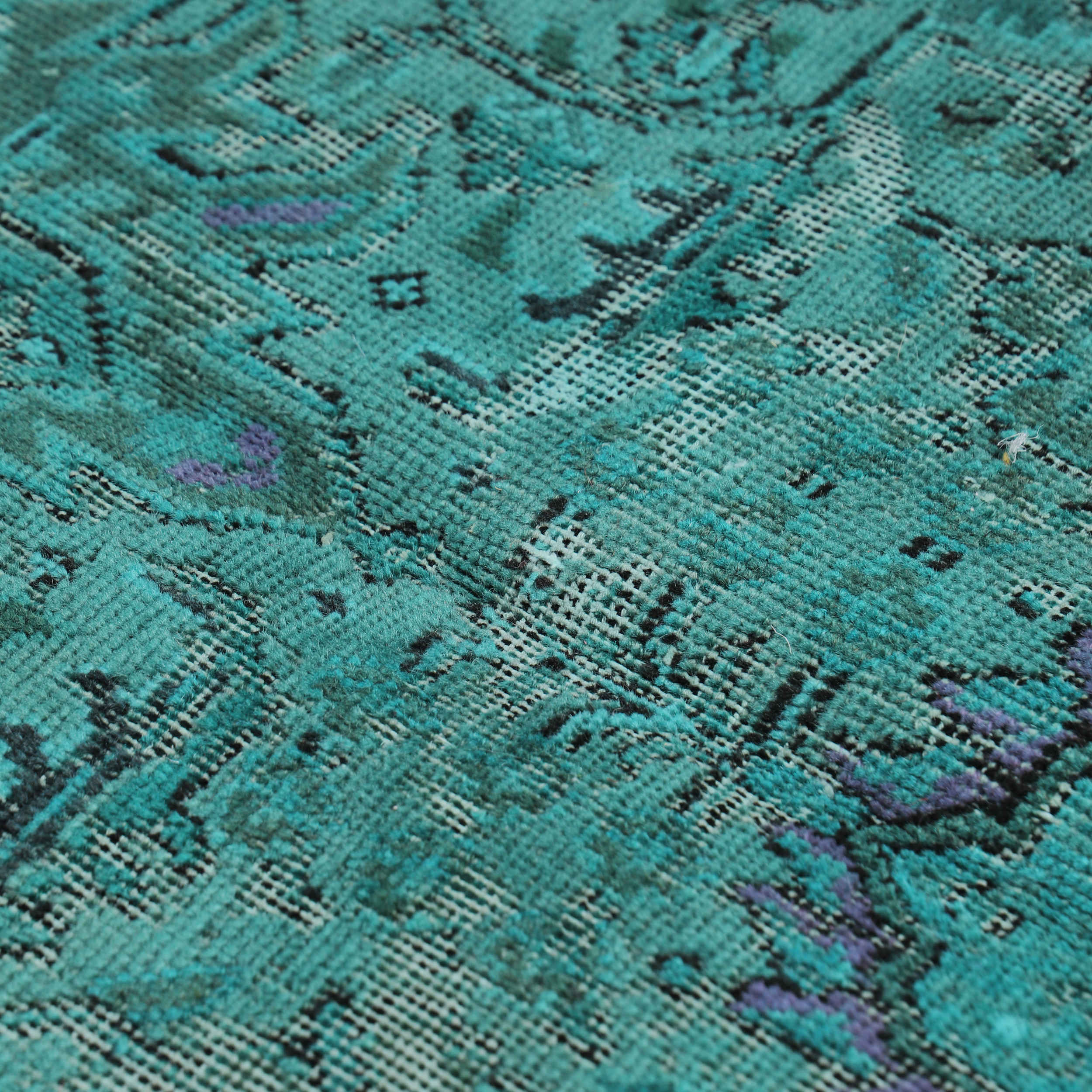 正宗波斯地毯，羊毛手工结制，产自伊斯法罕 青绿色