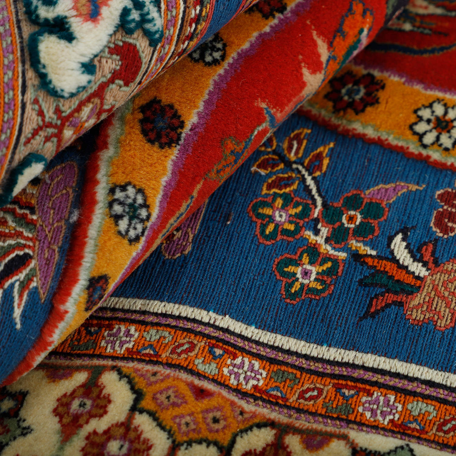 正宗波斯羊毛基利姆地毯 手工编织于西尔詹 佩斯利图案带鸟