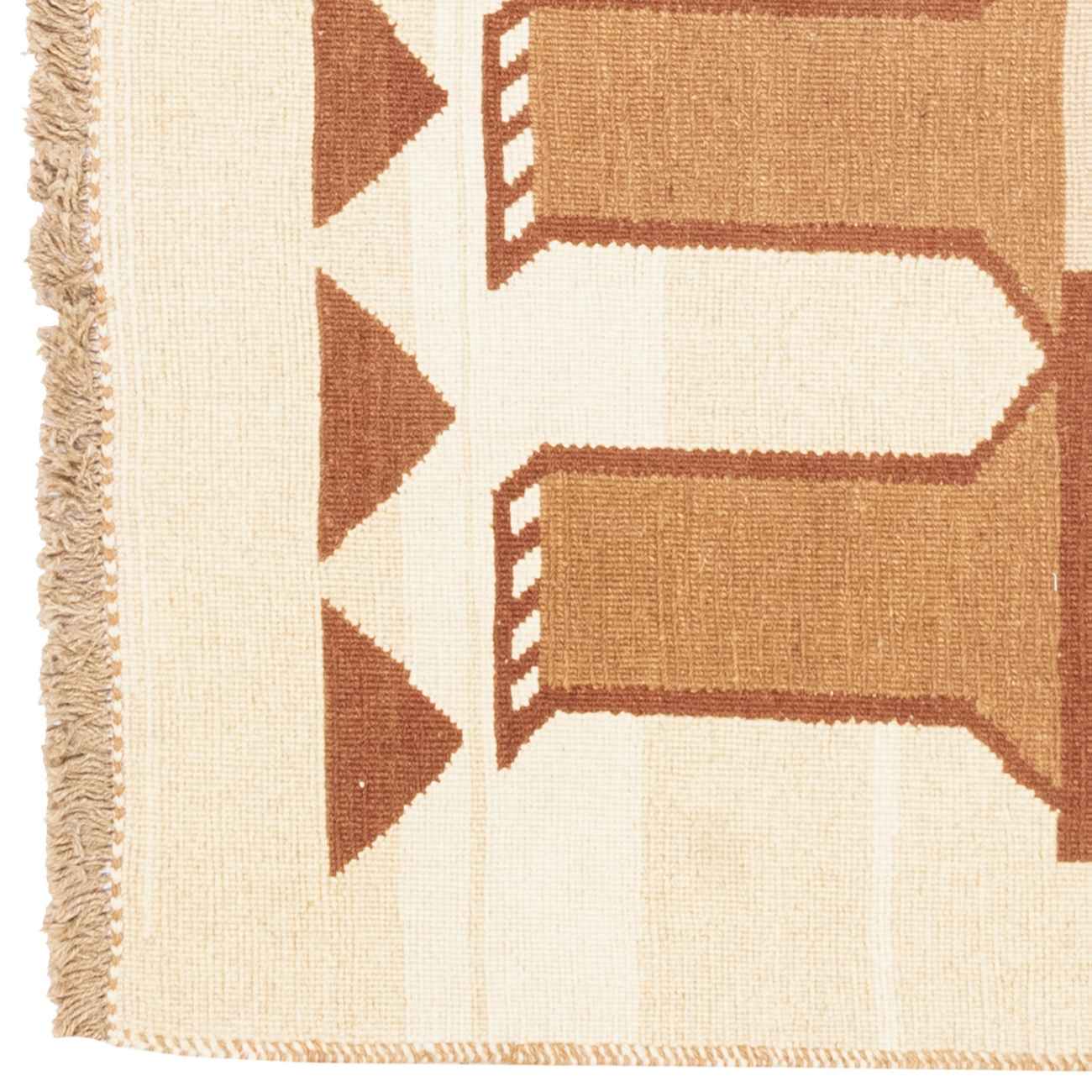 正宗波斯羊毛基利姆地毯 手工编织于克尔曼 狮子图案 奶油色