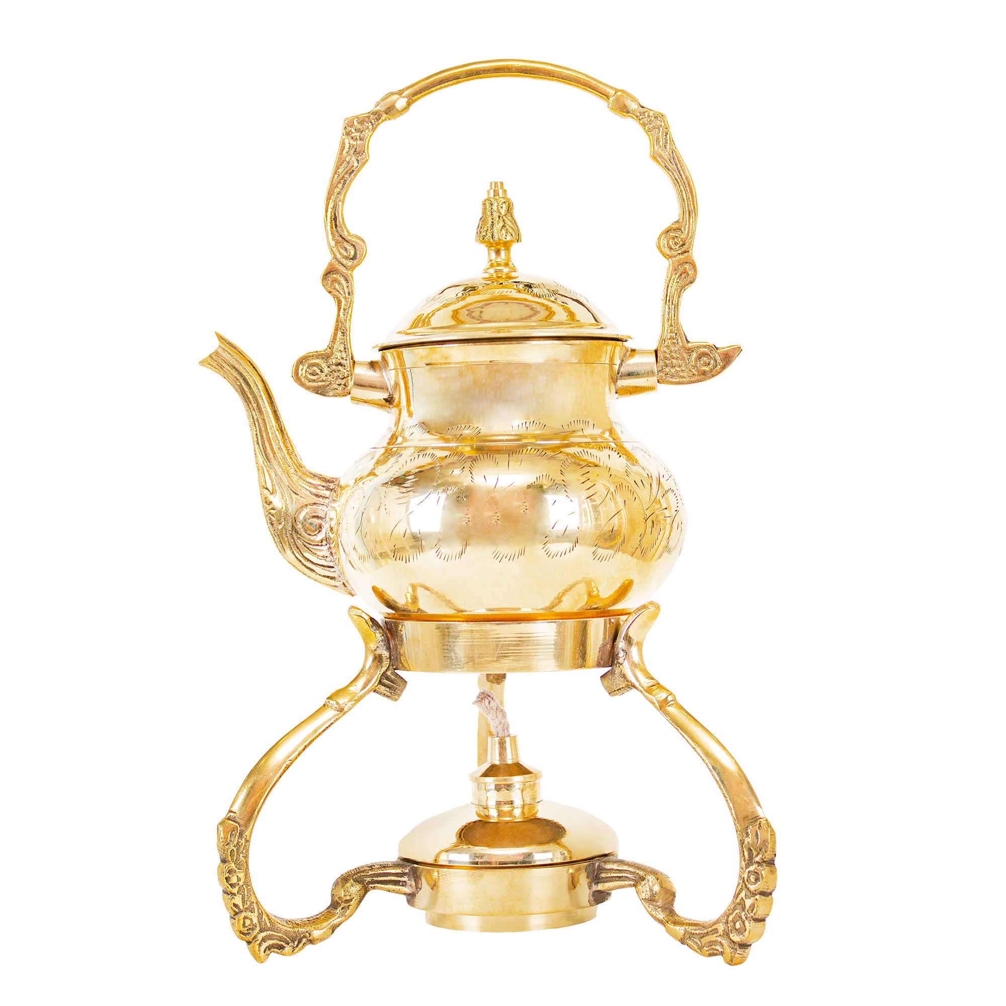 Main image of 黄铜茶壶 带保温底座 手工雕刻艺术设计