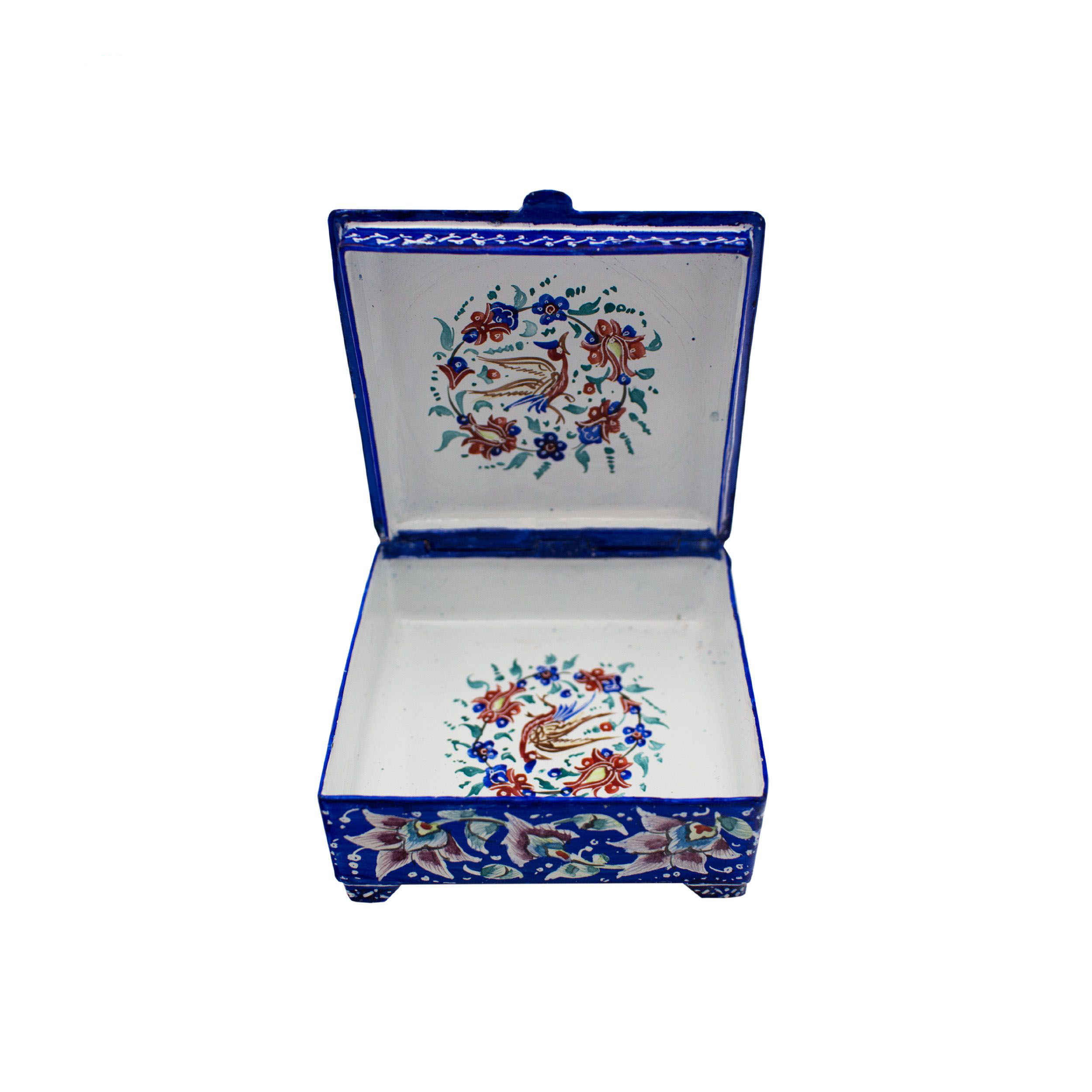 手绘波斯 Minakari 珐琅花铜首饰盒