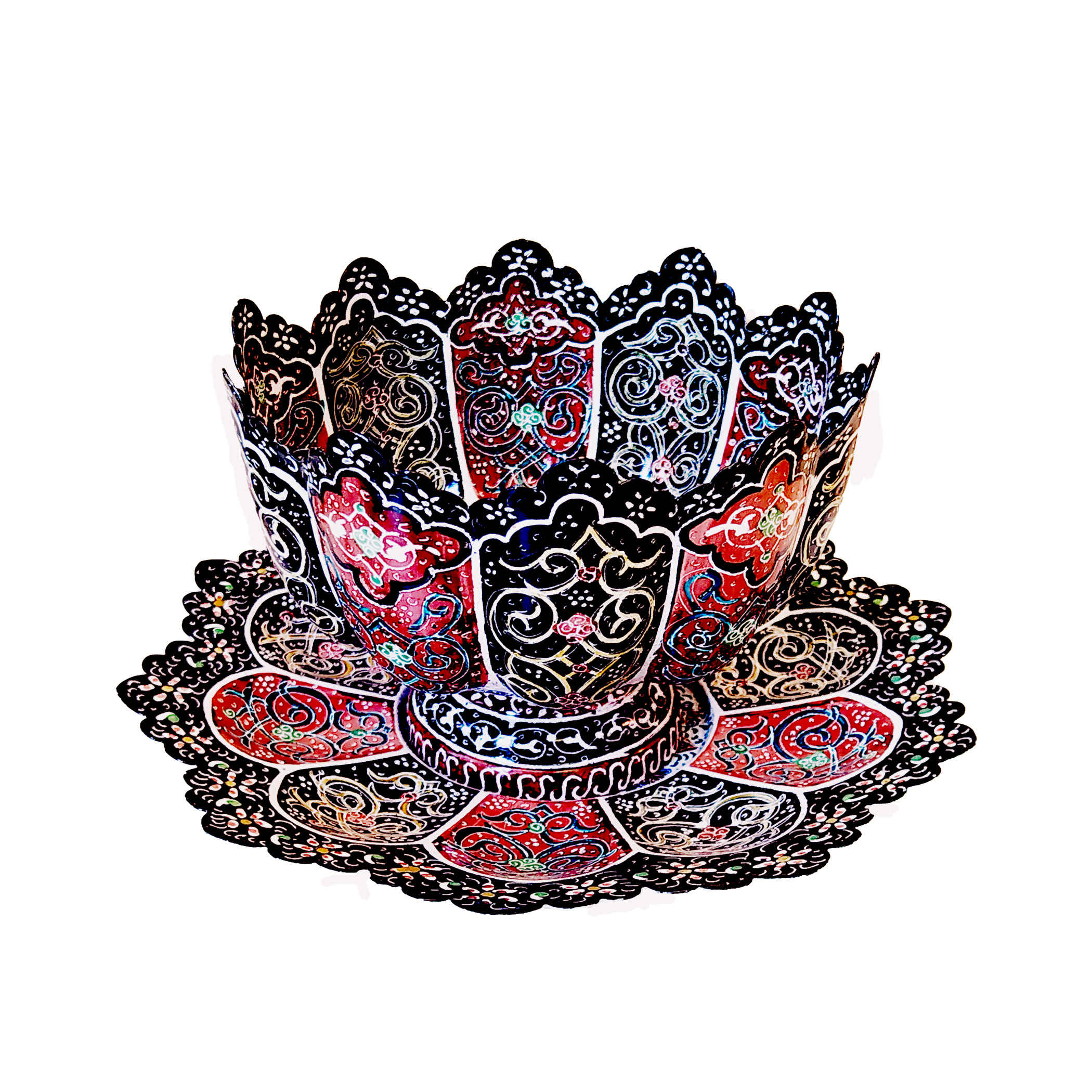 Main image of 装饰铜碗与盘 波斯手绘珐琅彩 Minakari 款 Azrakhsh