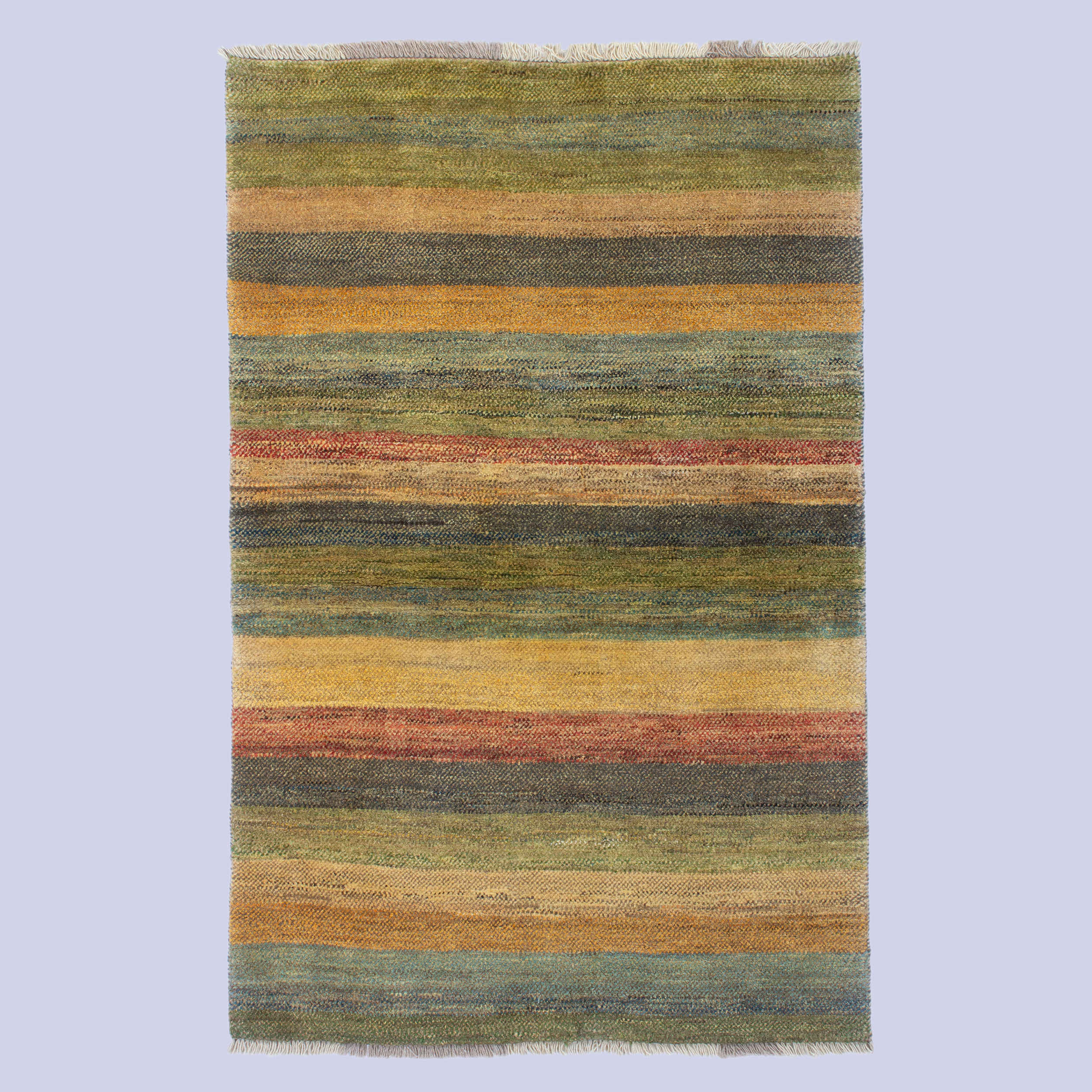 Main image of 真正波斯加贝羊毛地毯 手工编织 条纹绿色