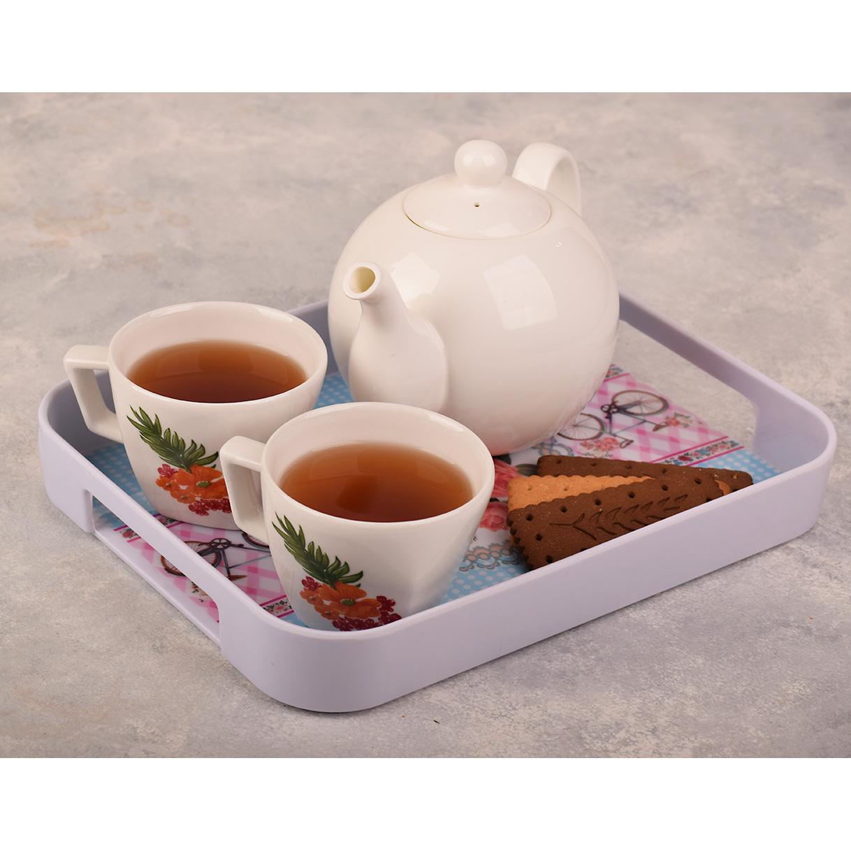 美耐皿托盘 – 轻便耐用,蓝色花卉设计