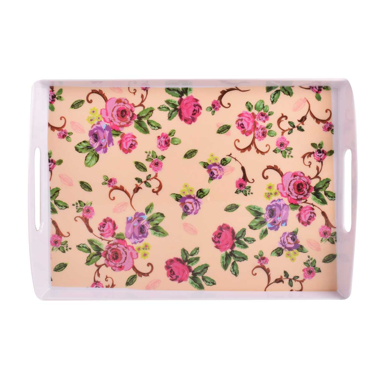 Main image of 美耐皿托盘 – 轻便耐用，粉色花卉设计