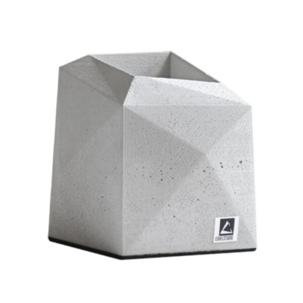 迷你混凝土花瓶 – 手工几何设计 灰色