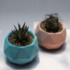 Thumbnail 4: 极简混凝土花瓶 – 多面体 蓝色 手工制作