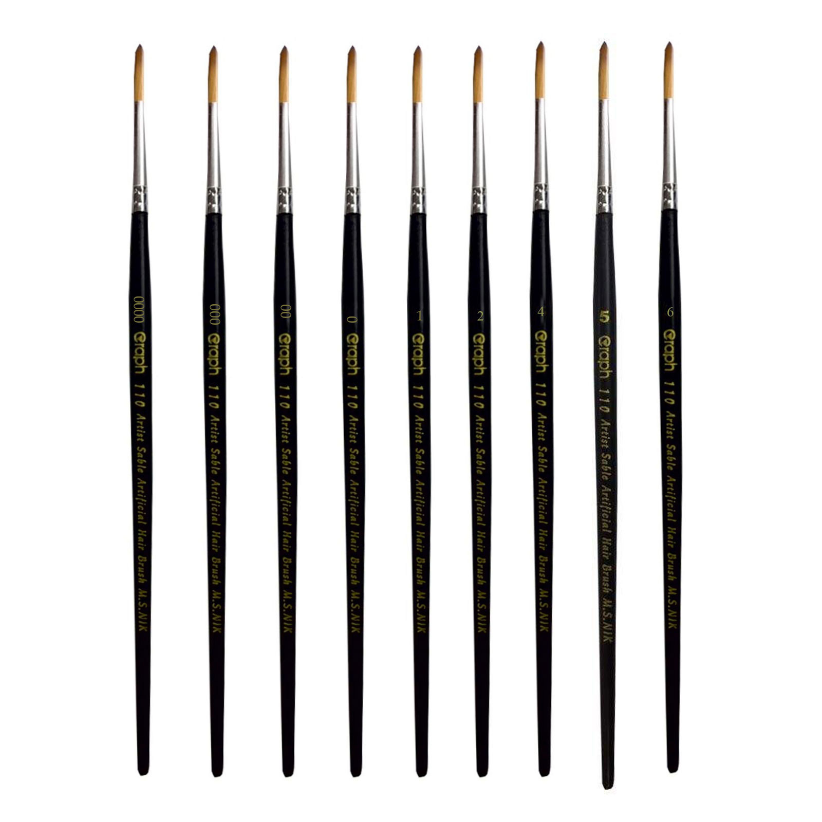 Main image of 10件套圆形鬃毛画笔套装，适用于水彩、丙烯和蛋彩