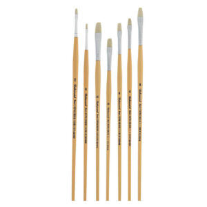 7件套扁形鬃毛画笔套装，适用于水彩、丙烯和蛋彩