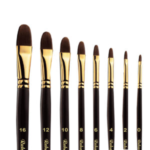 8件套Filbert和猫舌鬃毛画笔，木柄