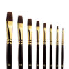 8件套扁形鬃毛画笔套装，适用于水彩、丙烯和蛋彩