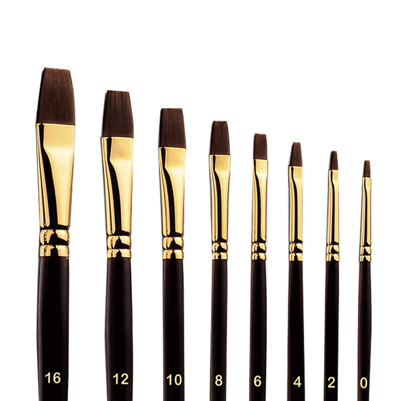 Main image of 8件套扁形鬃毛画笔套装，适用于水彩、丙烯和蛋彩