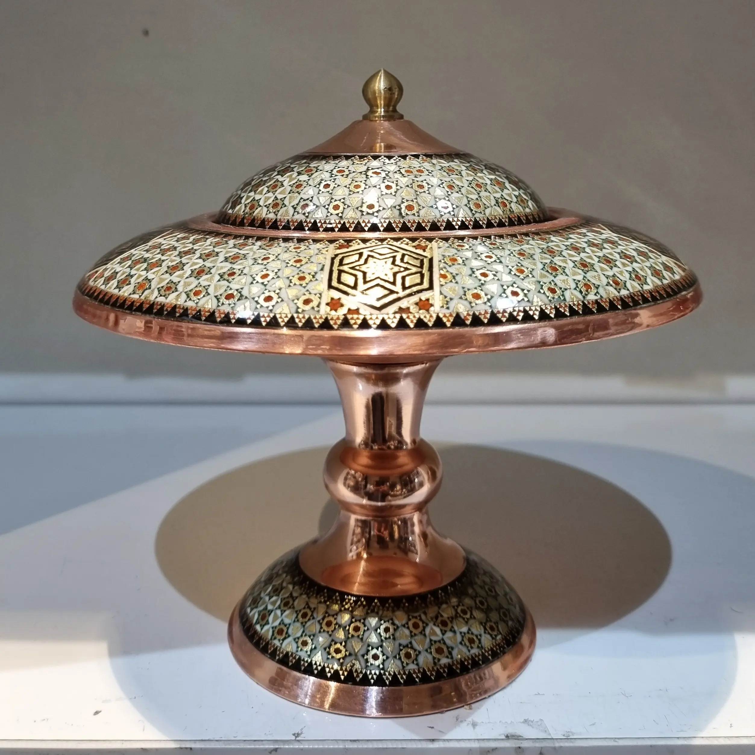 波斯黄铜鱼子酱餐具 – 镶嵌工艺(Khatamkari)