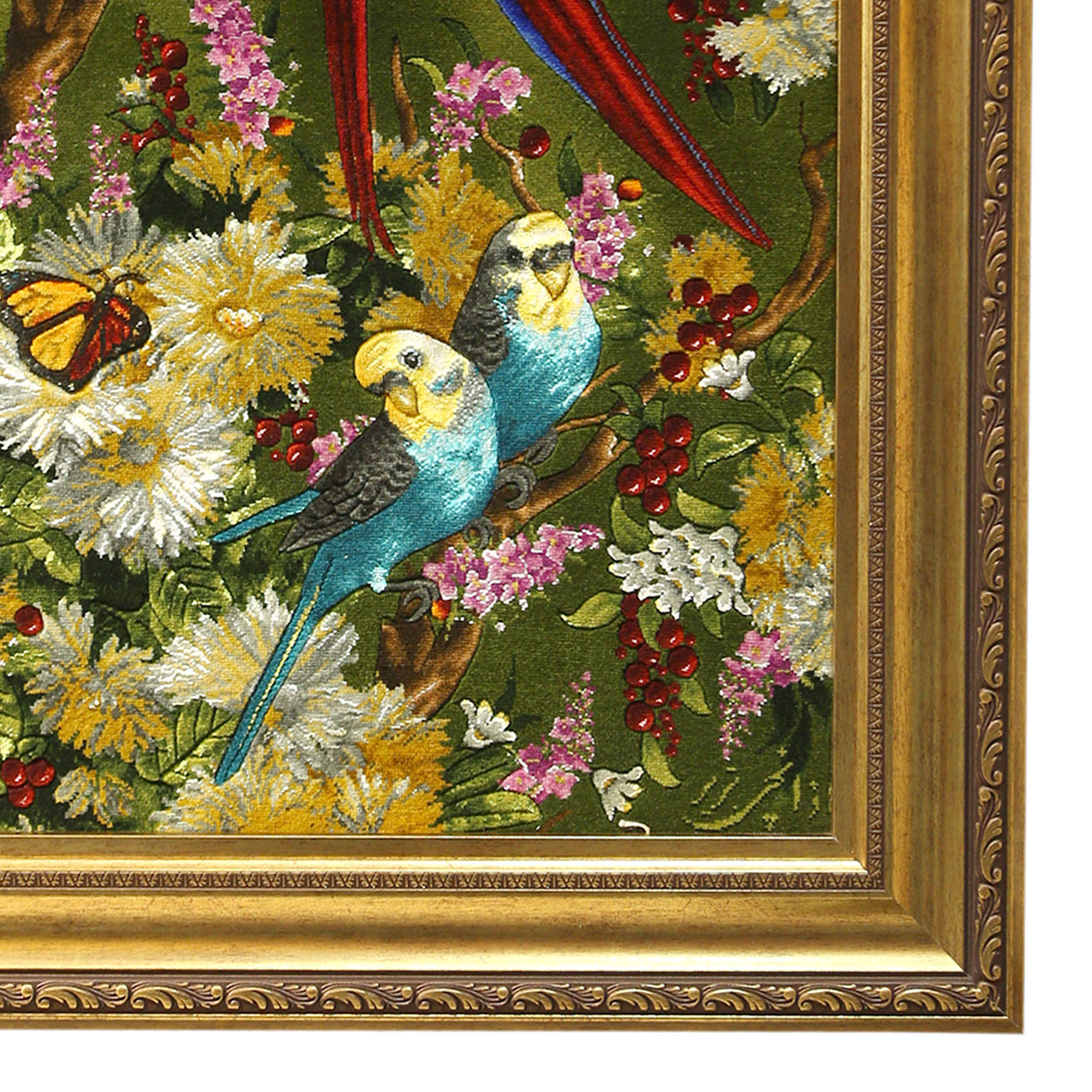 手工结波斯挂毯 – 塔布里兹，鹦鹉图案