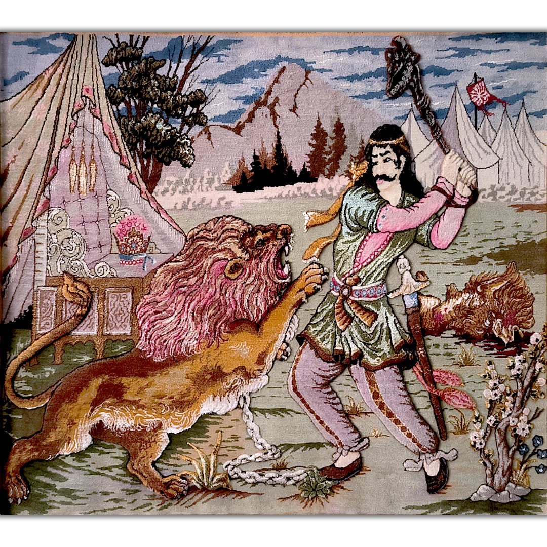 手工结波斯挂毯 – Bahram Gur 图案