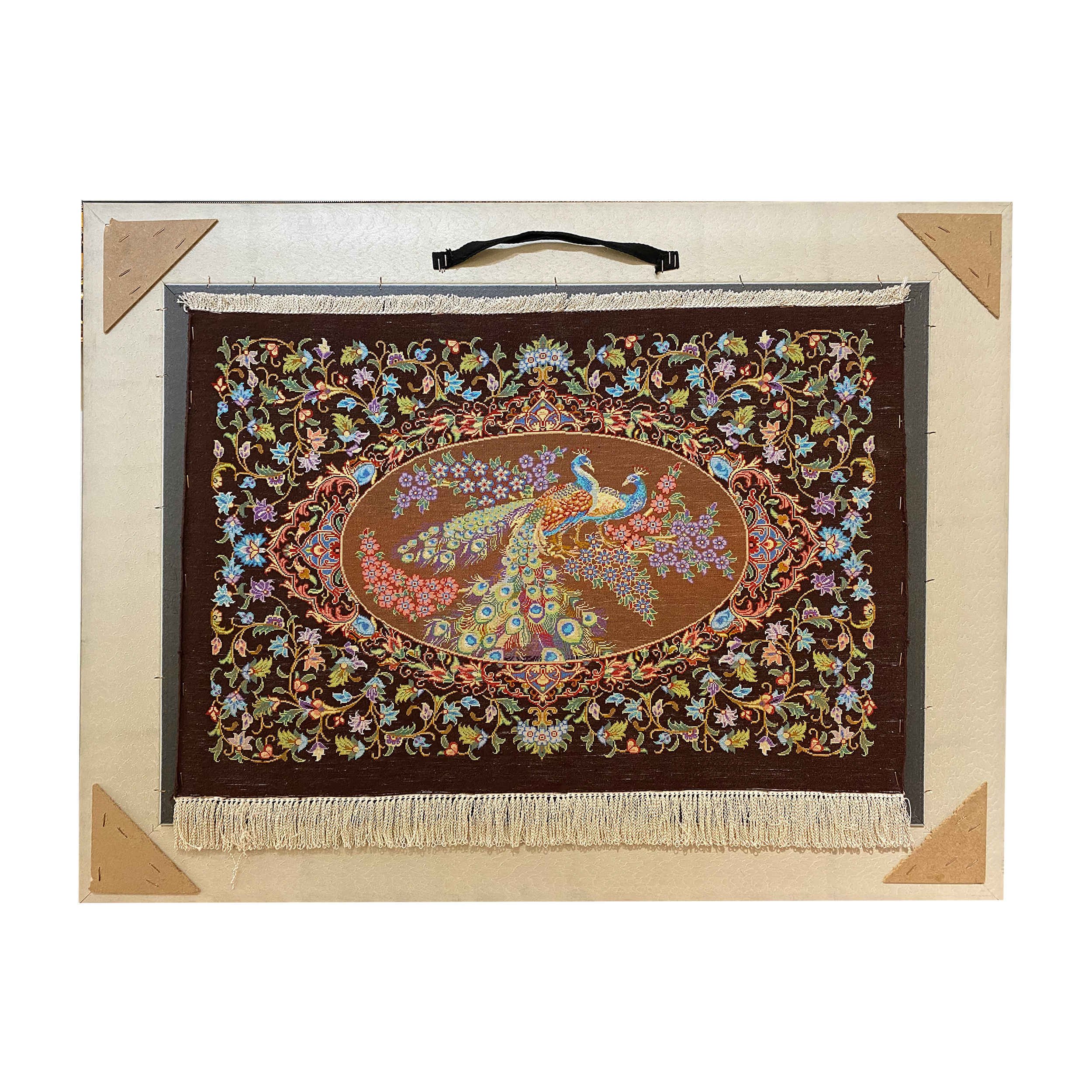 手工结波斯挂毯 – 库姆，孔雀图案