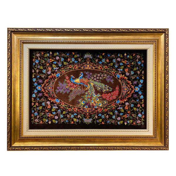 手工结波斯挂毯 – 库姆，孔雀图案